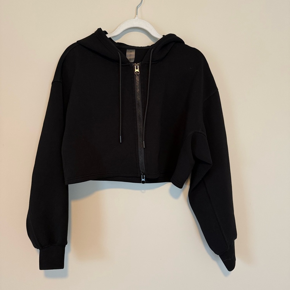 As Revival Women's Black Cropped Hoodie Jacket Size Small